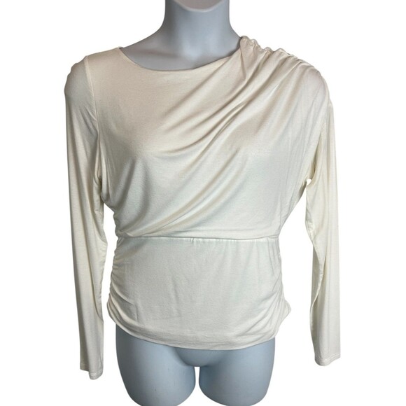 Banana Republic Factory Women's Asymmetrical Neck Knit Top  Size L  Ivory Cream - Picture 2 of 8